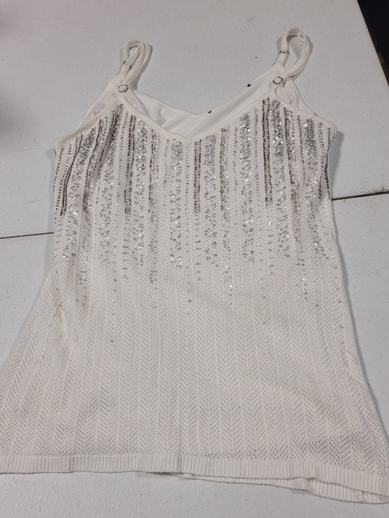 Tops - Women’s Sequin Knit Camisole Tank Top - White